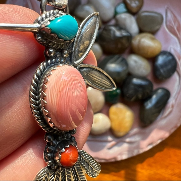 Sterling Silver Multi Stone Hummingbird Pendant - Picture 5 of 10